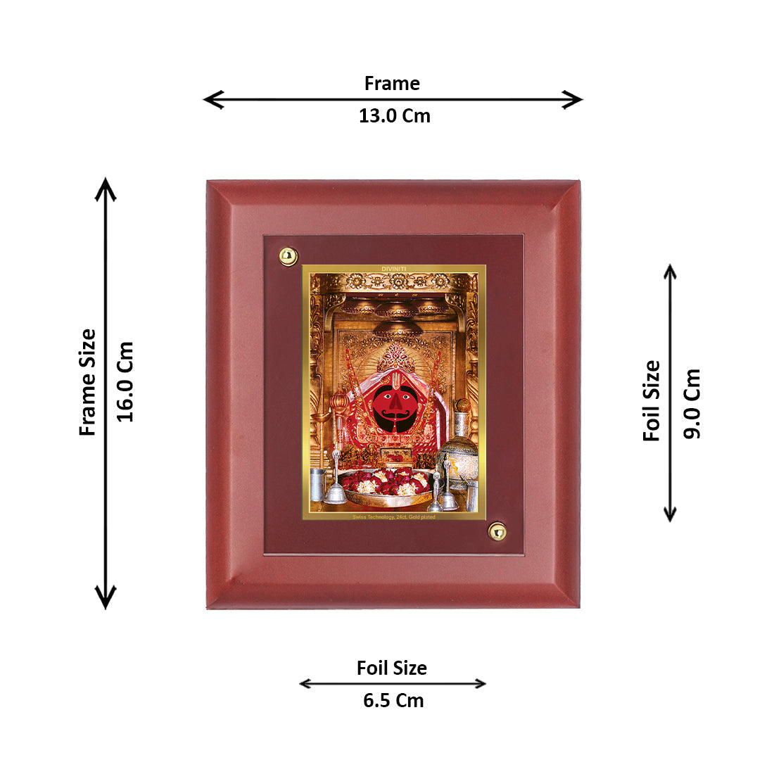 Diviniti 24K Gold Plated Salasar Balaji Photo Frame For Home Wall Decor, Table Top, Puja, Gift (16 x 13 CM)