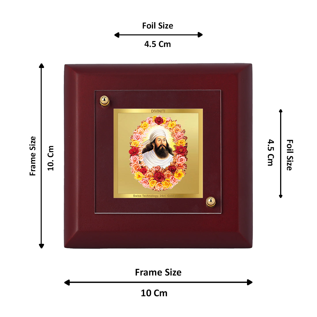 Diviniti 24K Gold Plated Zorashtra Photo Frame For Home Decor, Table Tops & Gift (10 x 10 CM)