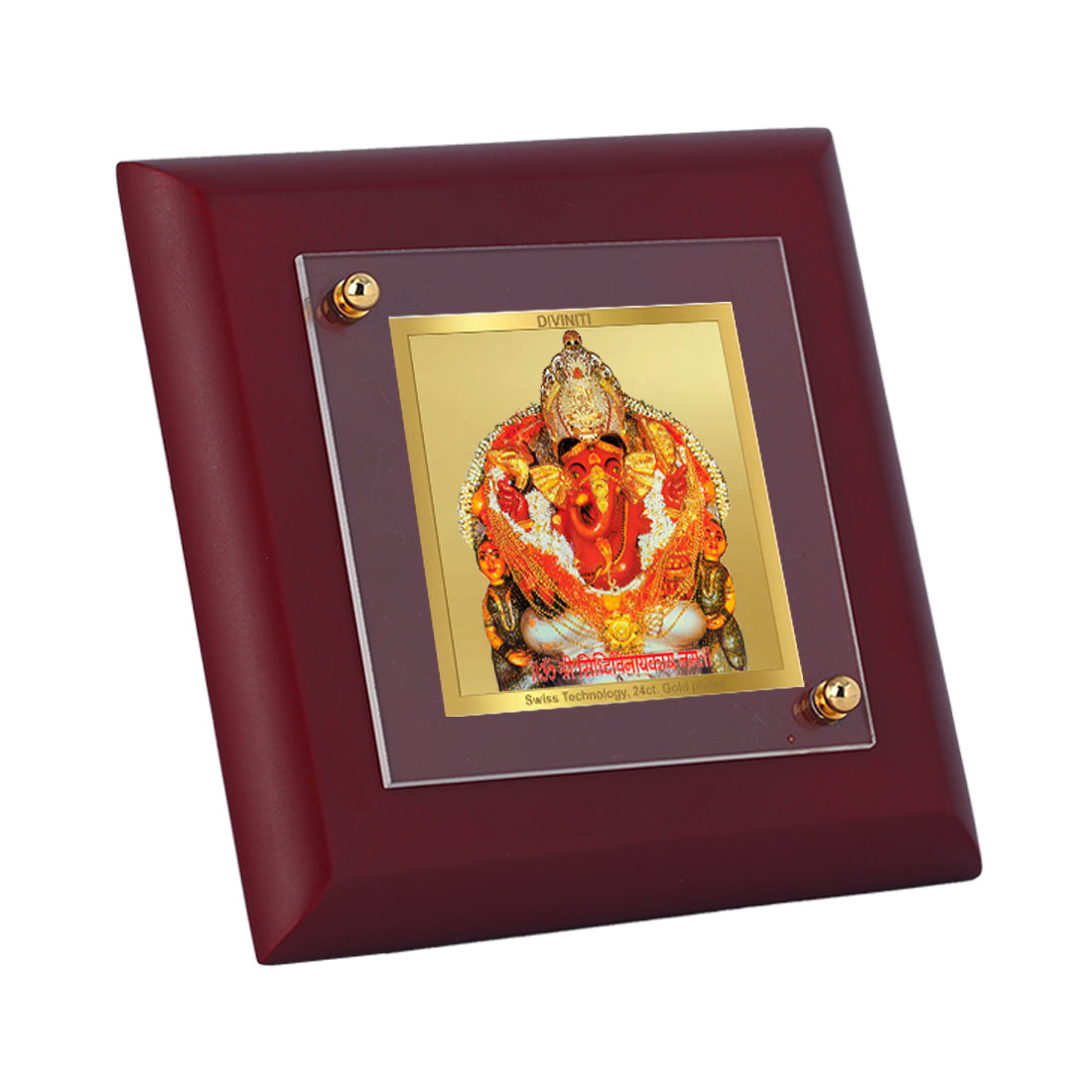 Diviniti 24K Gold Plated Siddhivinayak Photo Frame For Home Decor, Table Tops, Prayer, Gift (10 x 10 CM)