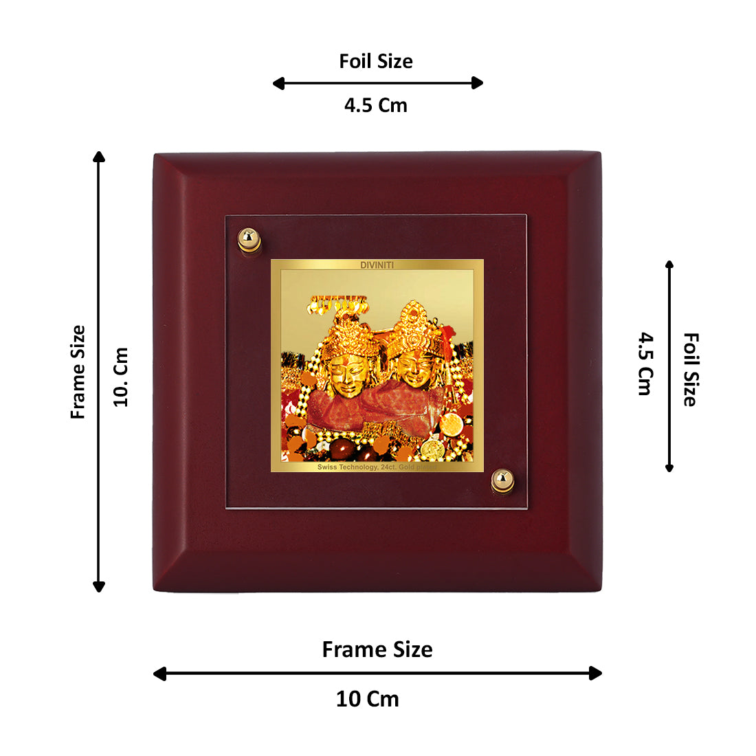 Diviniti 24K Gold Plated Shoolini Mata Photo Frame For Home Decor, Table Tops, Festival Gift (10 x 10 CM)