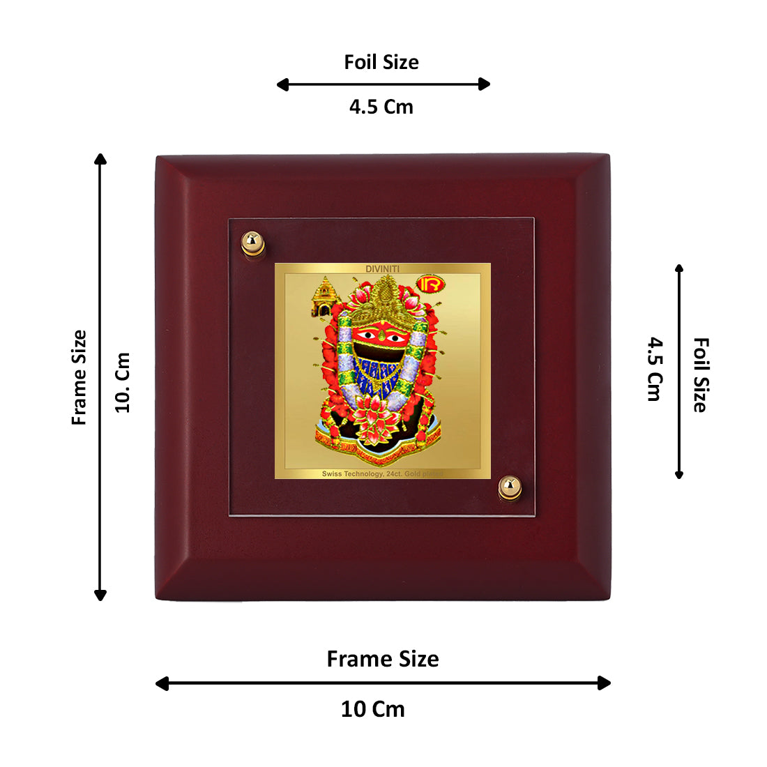 Diviniti 24K Gold Plated Tarini Devi Photo Frame For Home Decor, Table Top, Worship, Gift (10 x 10 CM)