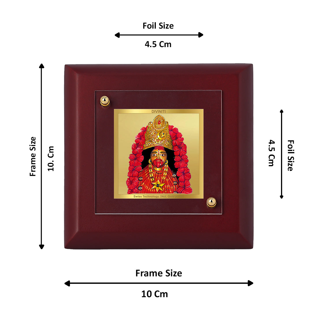 Diviniti 24K Gold Plated Maa Tara Photo Frame For Home Decor, Table Top, Prayer & Gift (10 x 10 CM)