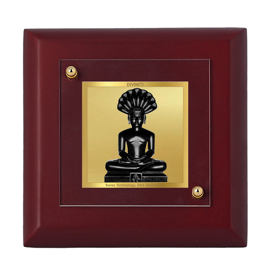 Diviniti 24K Gold Plated Parshvanath Photo Frame For Home Decor, Table Tops, Puja, Festival Gift (10 x 10 CM)