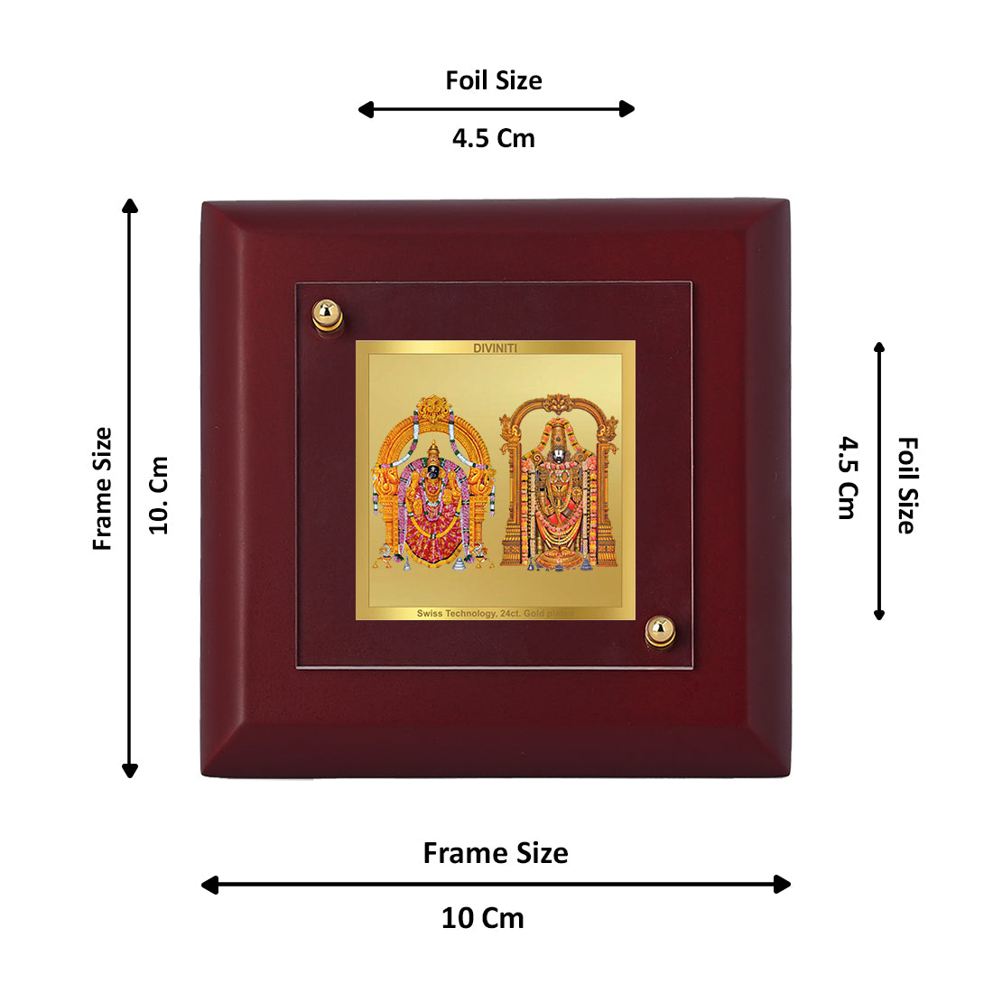 Diviniti 24K Gold Plated Padmavathi Balaji Photo Frame For Home Decor, Worship, Table Tops & Gift (10 x 10 CM)