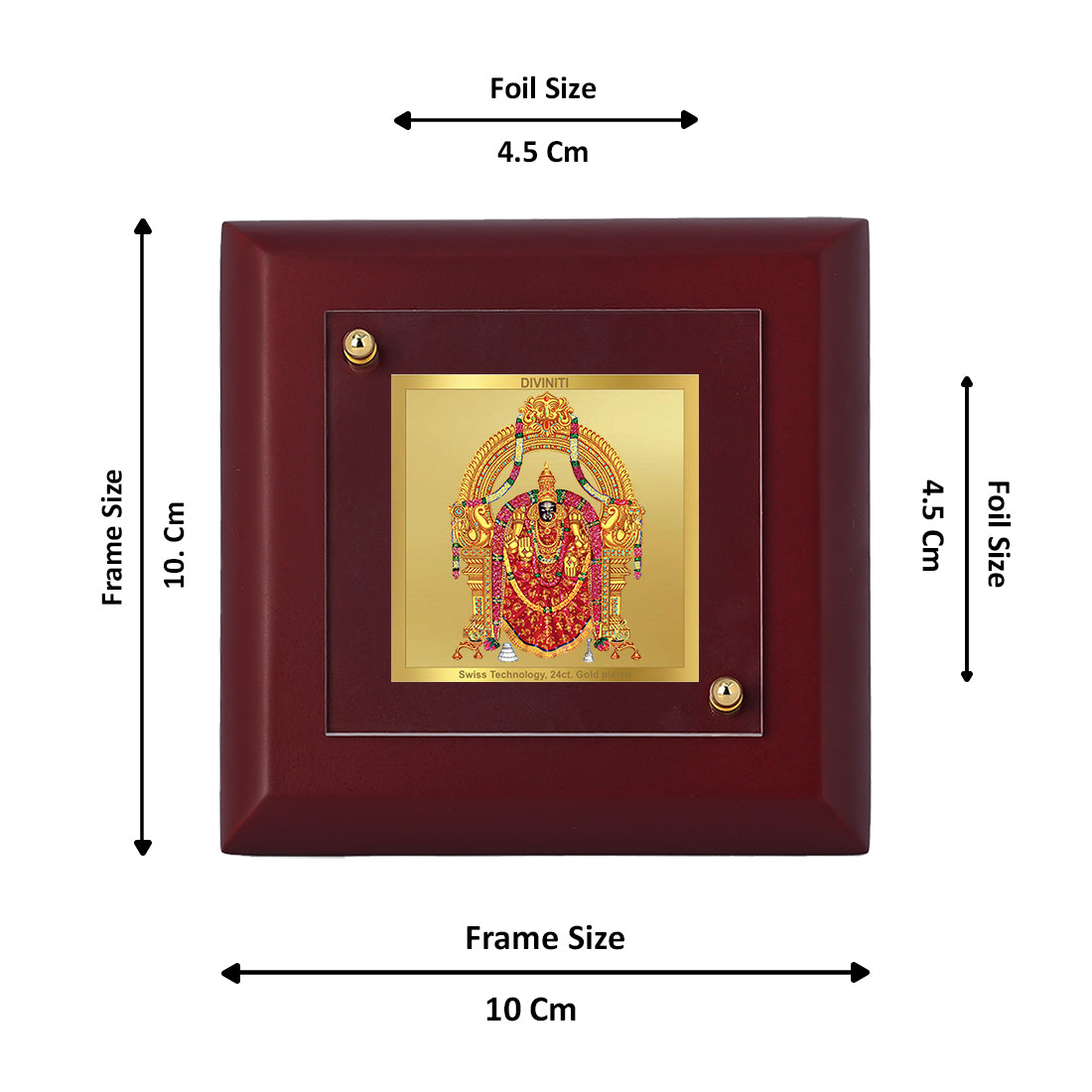Diviniti 24K Gold Plated Padmavathi Photo Frame For Home Decor Showpiece, Table Top & Gift (10 x 10 CM)