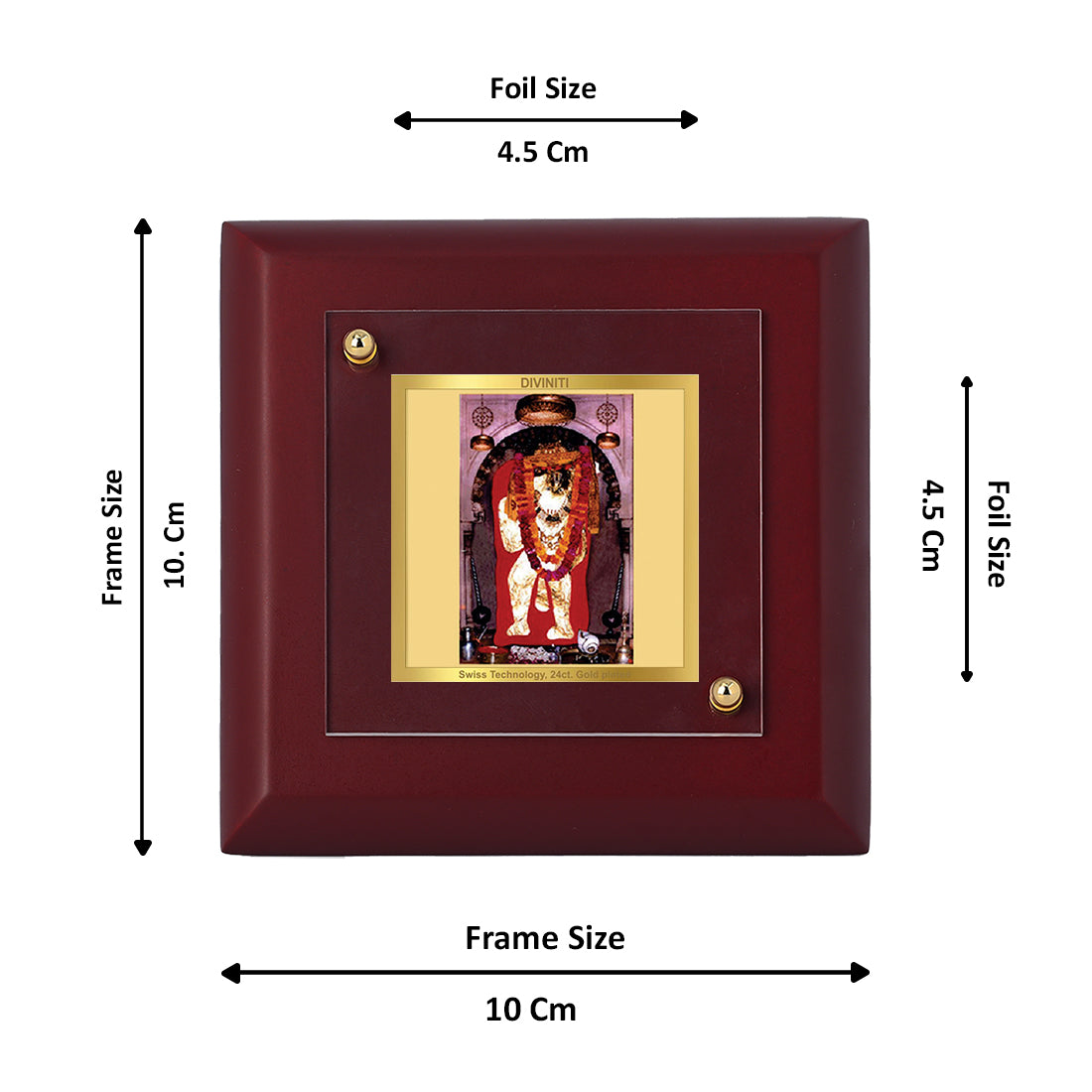 Diviniti 24K Gold Plated Mehandipur Balaji Photo Frame For Home Decor, Table, Puja Room, Gift (10 x 10 CM)