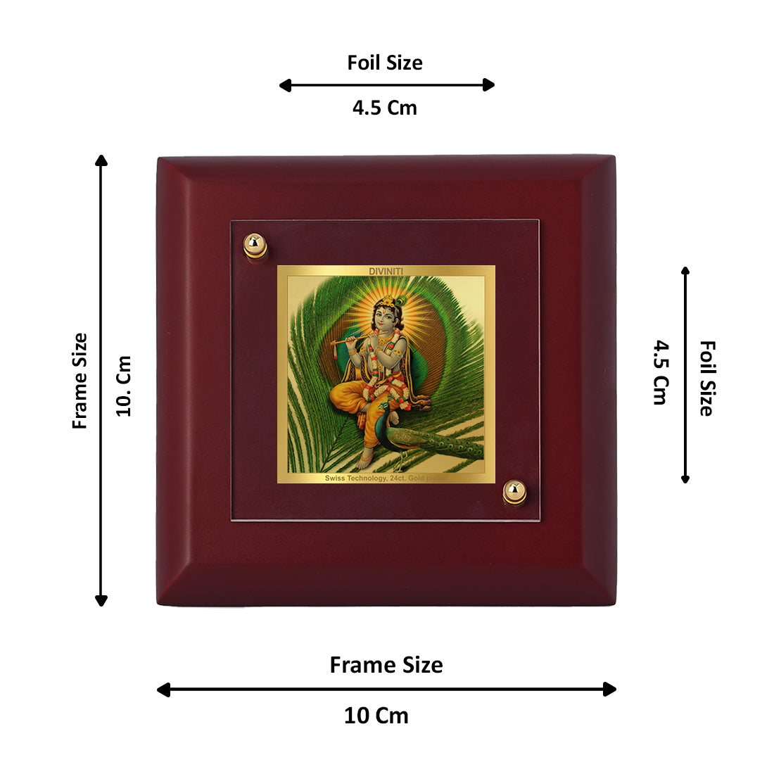 Diviniti 24K Gold Plated Lord Krishna Frame For Home Decor Showpiece, Table Top, Festival Gift (10 x 10 CM)