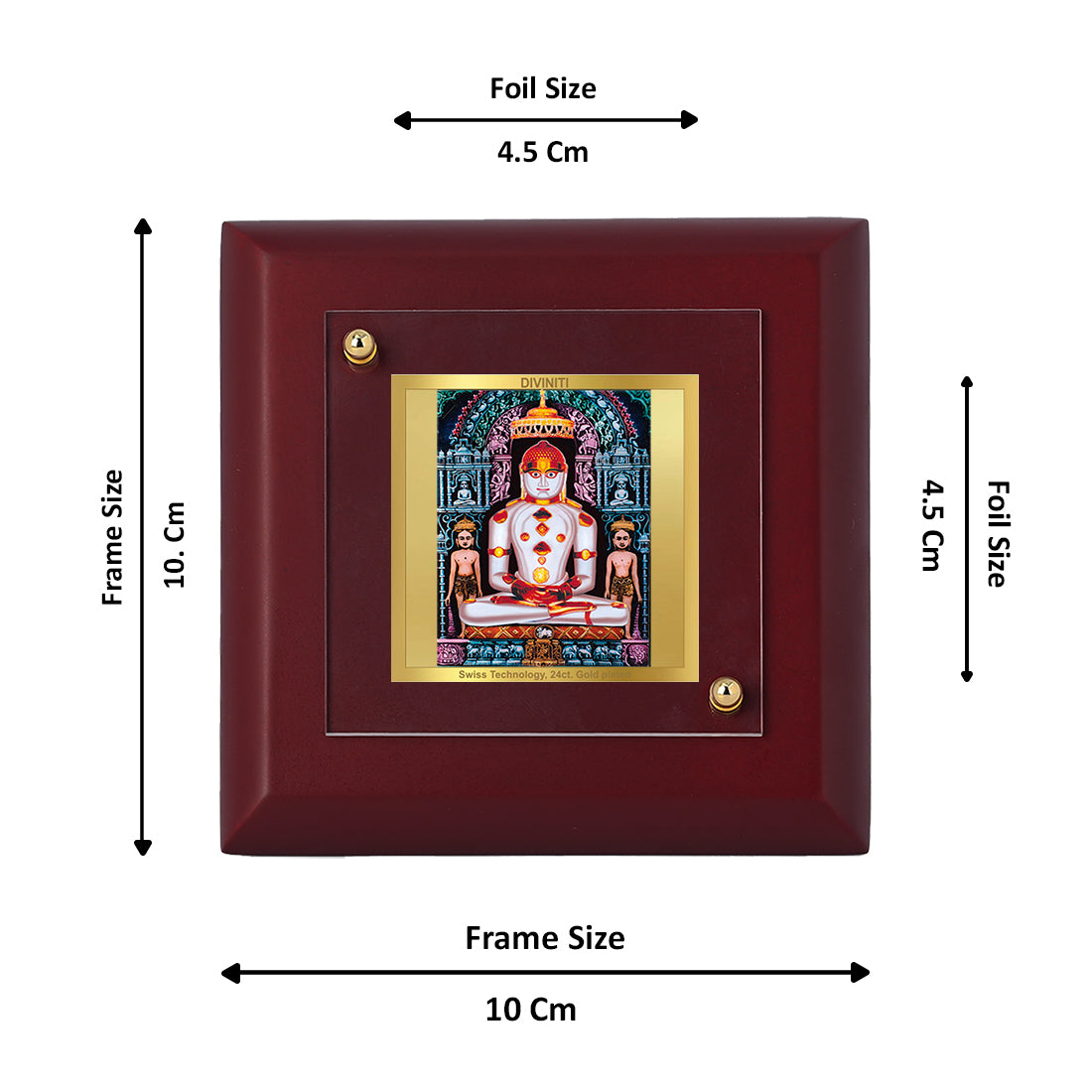 Diviniti 24K Gold Plated Adinath Photo Frame For Home Decor Showpiece, Table Tops, Prayer, Gift (10 x 10 CM)