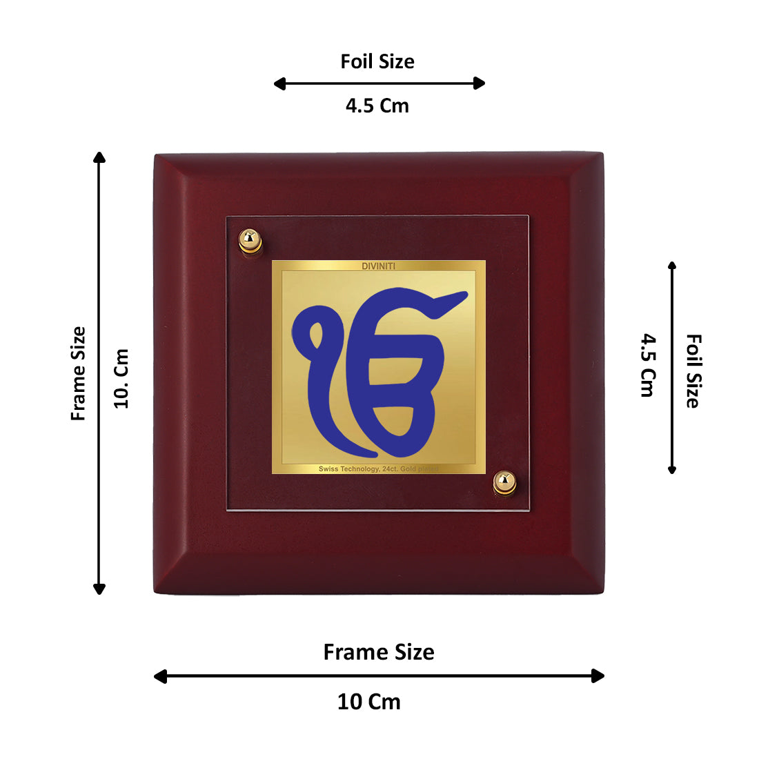 Diviniti 24K Gold Plated Ik Onkar Frame For Home Decor Showpiece, Table & Festival Gift (10 x 10 CM)