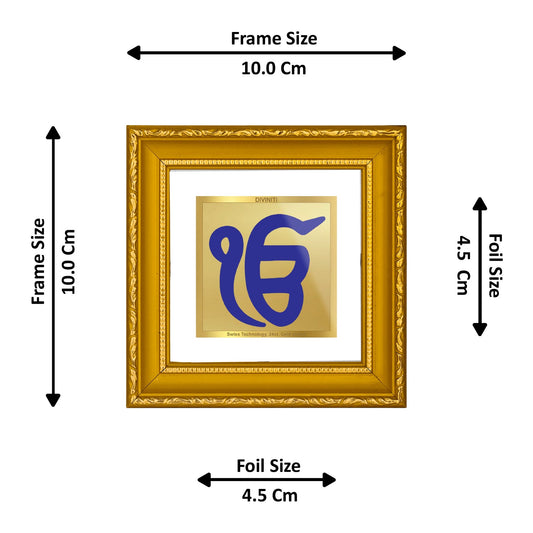 DIVINITI EK OMKAR Gold Plated Wall Photo Frame| DG Frame 101 Size 1A Wall Photo Frame and 24K Gold Plated Foil| Religious Photo Frame Idol For Prayer, Gifts Items (10CMX10CM)