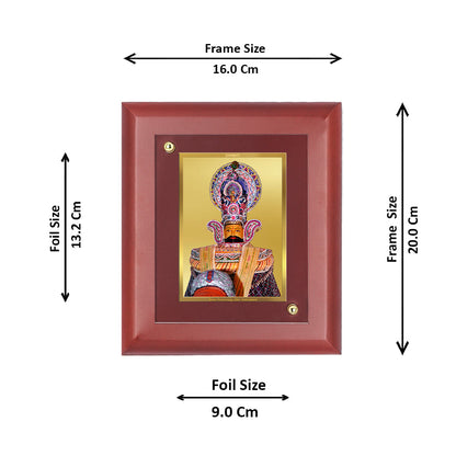 DIVINITI Khatu Shyam Gold Plated Wall Photo Frame, Table Decor| MDF 2 Wooden Wall Photo Frame and 24K Gold Plated Foil| Religious Photo Frame Idol For Pooja, Gifts Items (20.0CMX16.0CM)
