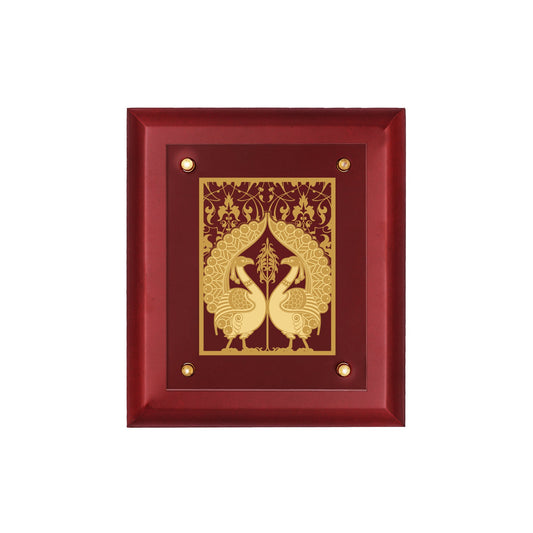 Diviniti 24K Gold Plated PEACOCK COUPLE Wall Hanging for Home| MDF Size 2.5 Photo Frame For Wall Decoration| Wall Hanging Photo Frame For Home Decor, Living Room, Hall, Guest Room