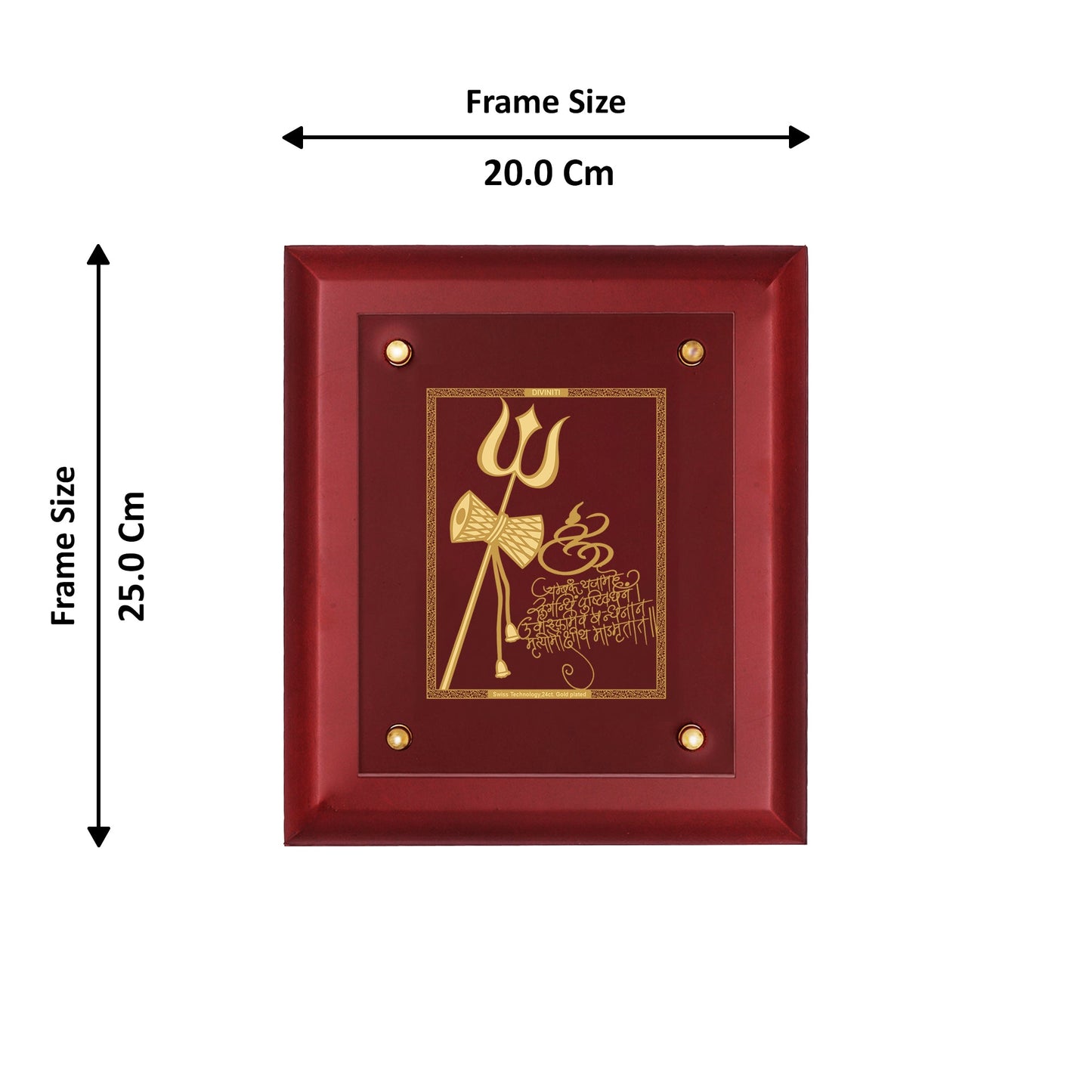 Diviniti 24K Gold Plated TRISHUL DAMRU Wall Hanging for Home| MDF Size 2.5 Photo Frame For Wall Decoration| Wall Hanging Photo Frame For Home Decor, Living Room, Hall, Guest Room