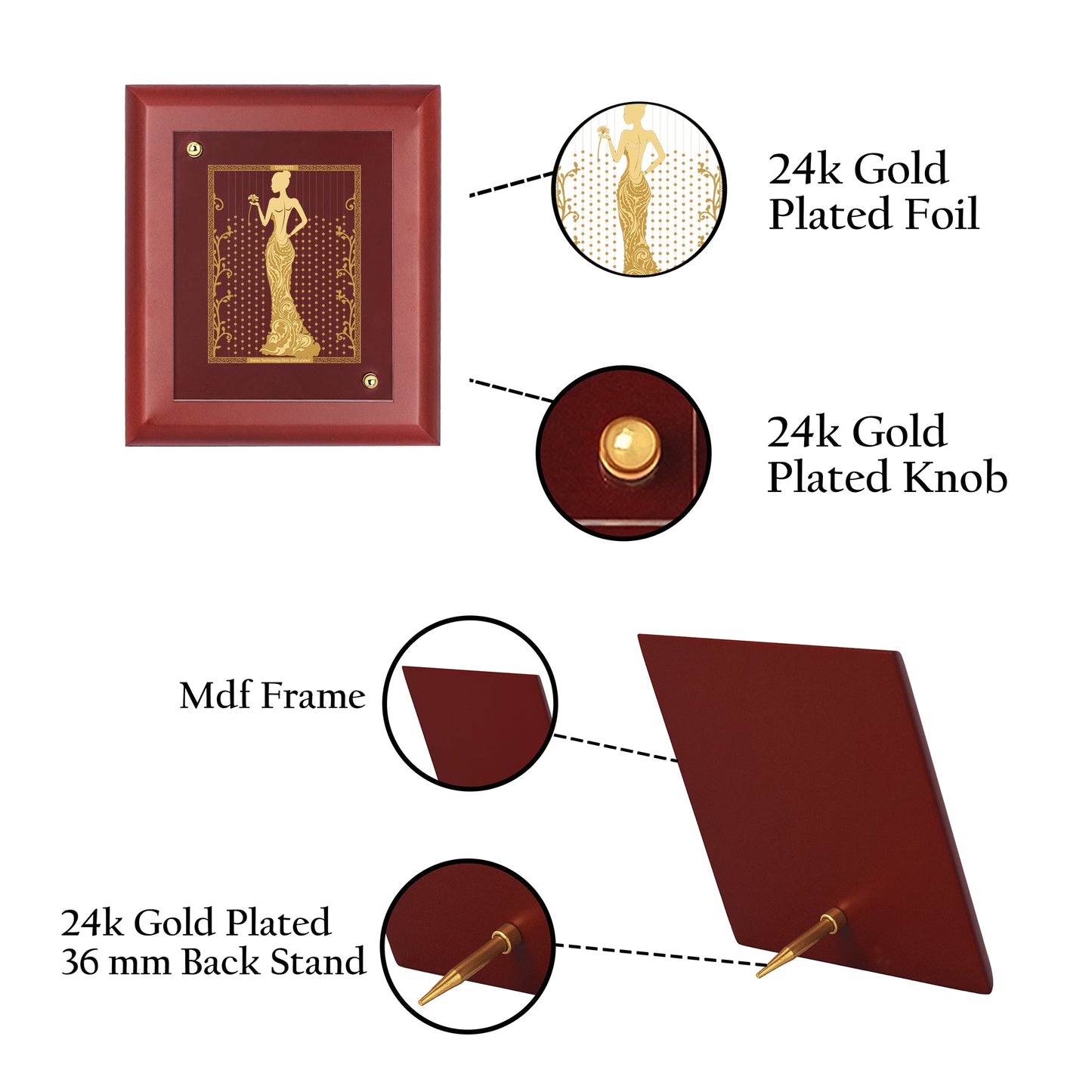 Diviniti 24K Gold Plated LADY FASHION Wall Hanging for Home| MDF Size 1 Photo Frame For Wall Decoration| Wall Hanging Photo Frame For Home Decor, Living Room, Hall, Guest Room (16 × 13 cm)