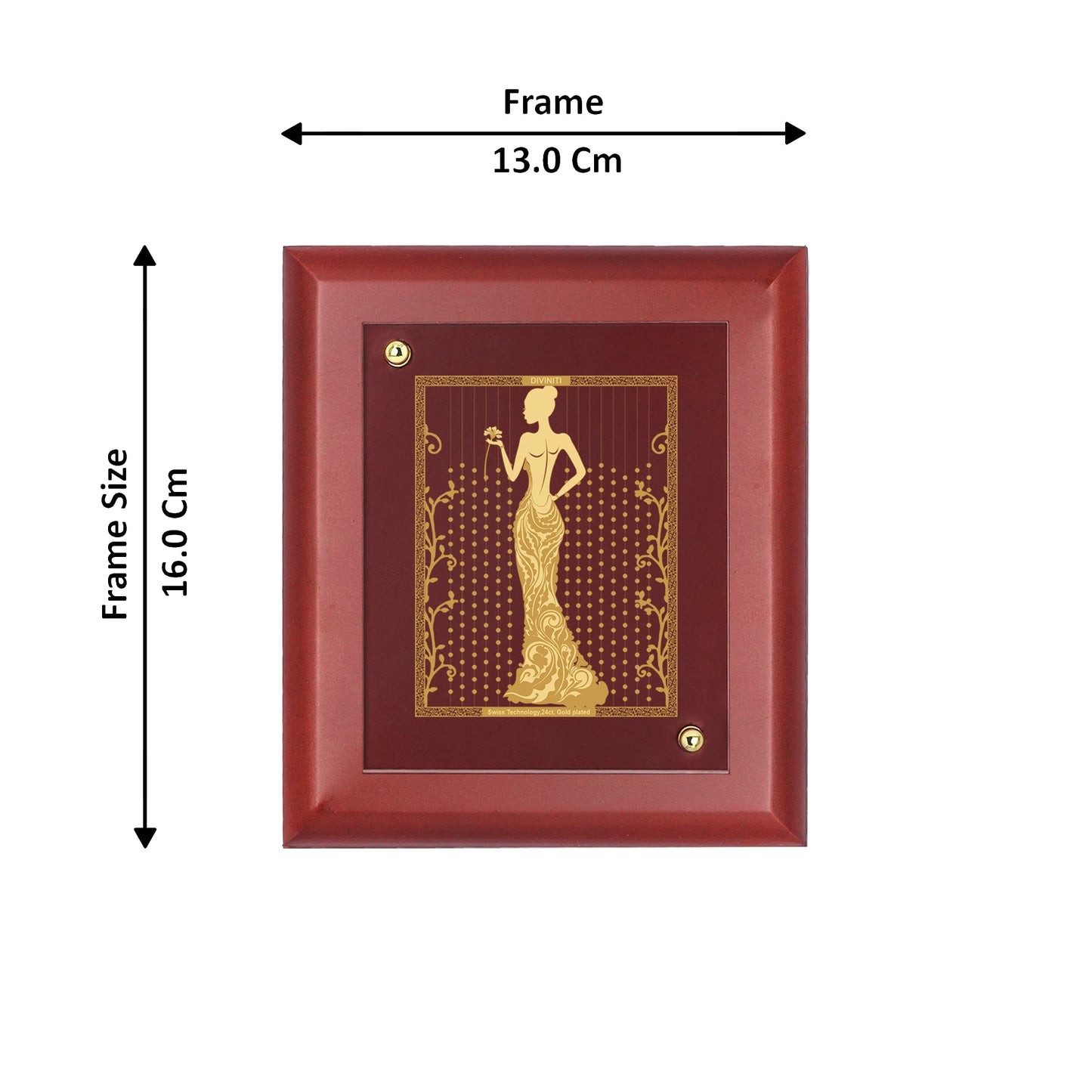 Diviniti 24K Gold Plated LADY FASHION Wall Hanging for Home| MDF Size 1 Photo Frame For Wall Decoration| Wall Hanging Photo Frame For Home Decor, Living Room, Hall, Guest Room (16 × 13 cm)