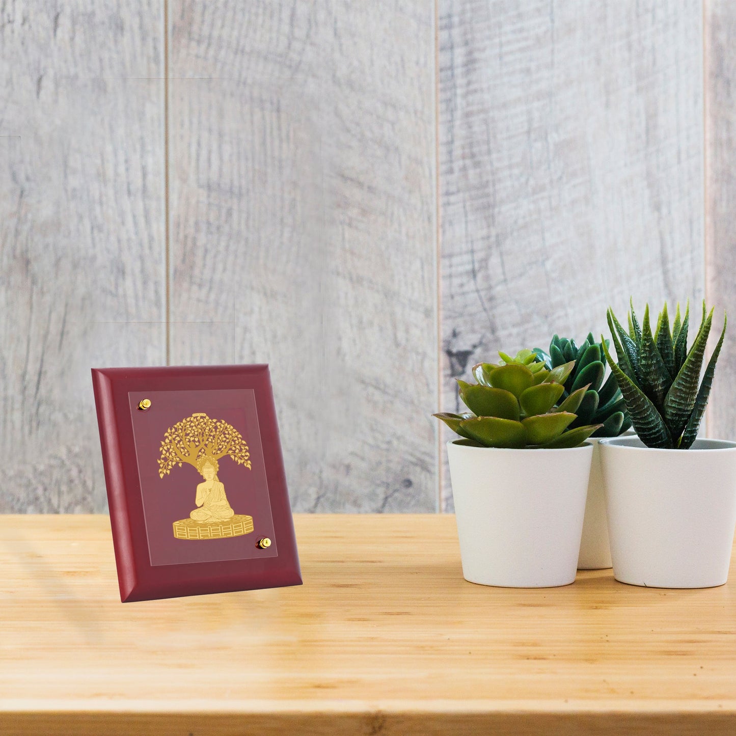 Diviniti 24K Gold Plated BUDDHA WITH TREE Wall Hanging for Home| MDF Size 1 Photo Frame For Wall Decoration| Wall Hanging Photo Frame For Home Decor, Living Room, Hall, Guest Room (16 × 13 cm)
