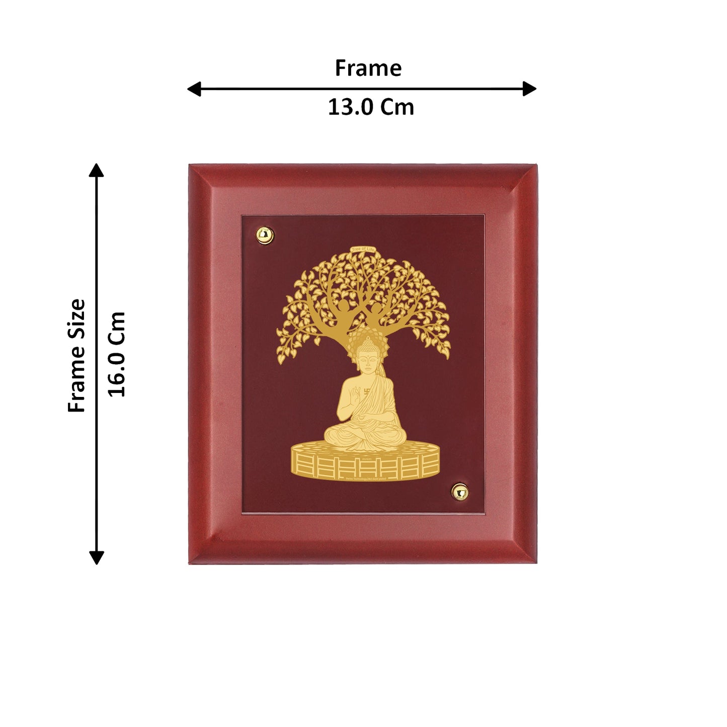 Diviniti 24K Gold Plated BUDDHA WITH TREE Wall Hanging for Home| MDF Size 1 Photo Frame For Wall Decoration| Wall Hanging Photo Frame For Home Decor, Living Room, Hall, Guest Room (16 × 13 cm)