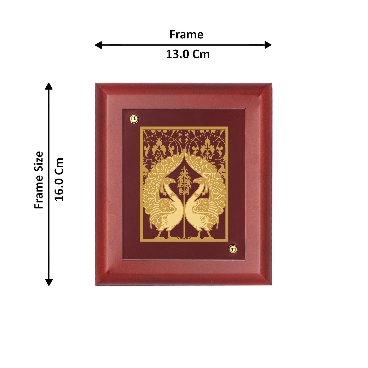 Diviniti 24K Gold Plated PEACOCK COUPLE Wall Hanging for Home| MDF Size 1 Photo Frame For Wall Decoration| Wall Hanging Photo Frame For Home Decor, Living Room, Hall, Guest Room (16 × 13 cm)