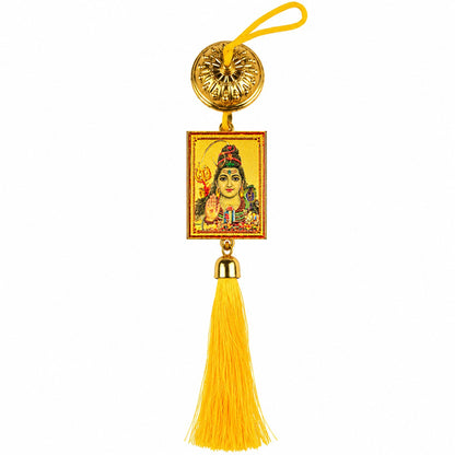 Lord Shiva Hanging Dangler with Yellow Tassel | Mahadev Spiritual Car & Home Hanging | Devotional Gift
