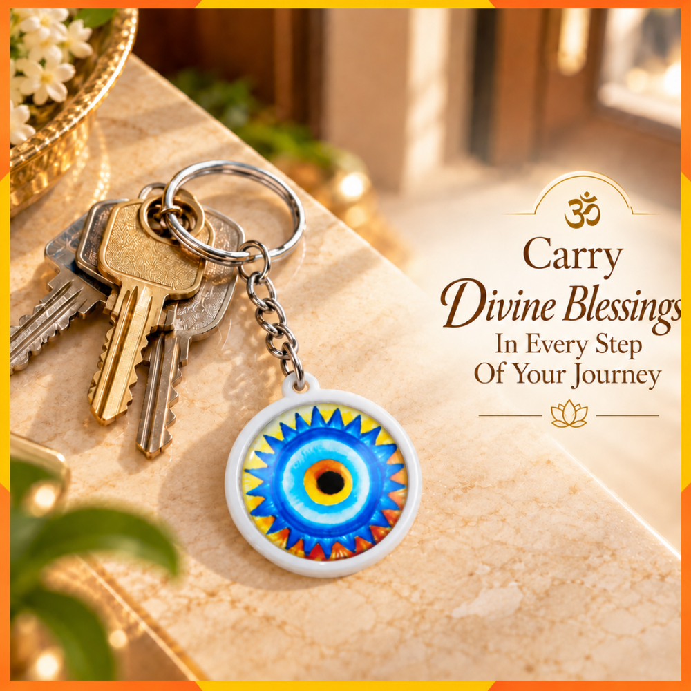 Multicolour Evil Eye Keychain | Nazar Protection Key Ring | Gift