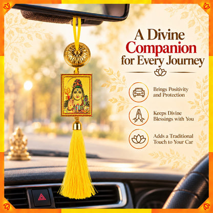 Lord Shiva Hanging Dangler with Yellow Tassel | Mahadev Spiritual Car & Home Hanging | Devotional Gift