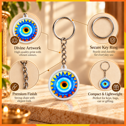 Multicolour Evil Eye Keychain | Nazar Protection Key Ring | Gift