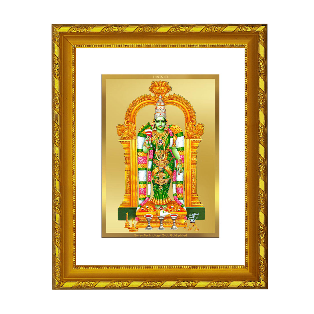 DIVINITI 24K Gold Plated Meenakshi Photo Frame For Home Wall Decor, Tabletop, Gift (21.5 X 17.5 CM)