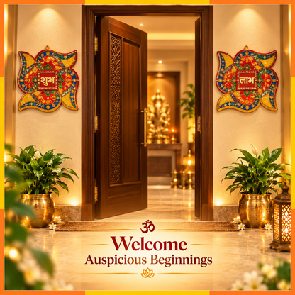 Om Shubh Labh Decorative Pair | Traditional Diwali Door & Home Entrance Décor