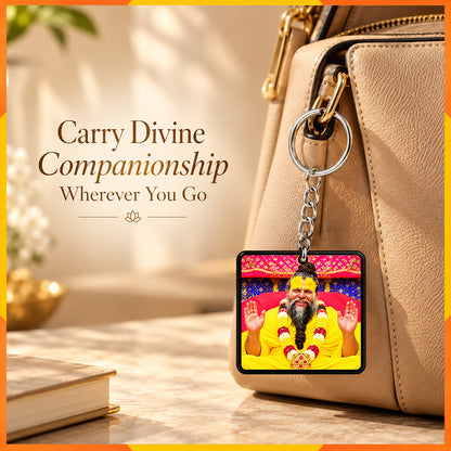 Premanand Ji Maharaj Square Keychain | Devotional Key Ring | Gift