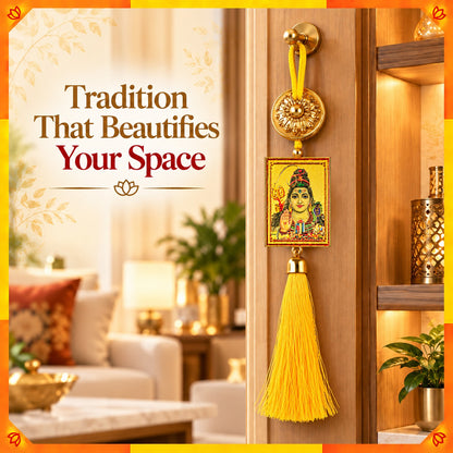 Lord Shiva Hanging Dangler with Yellow Tassel | Mahadev Spiritual Car & Home Hanging | Devotional Gift