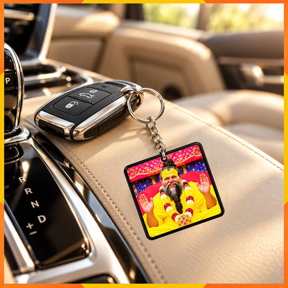 Premanand Ji Maharaj Square Keychain | Devotional Key Ring | Gift