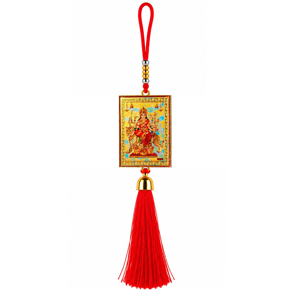 Maa Durga Hanging Dangler with Red Tassel | Spiritual Car & Home Hanging | Navratri Gift