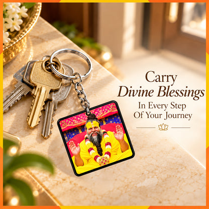 Premanand Ji Maharaj Square Keychain | Devotional Key Ring | Gift
