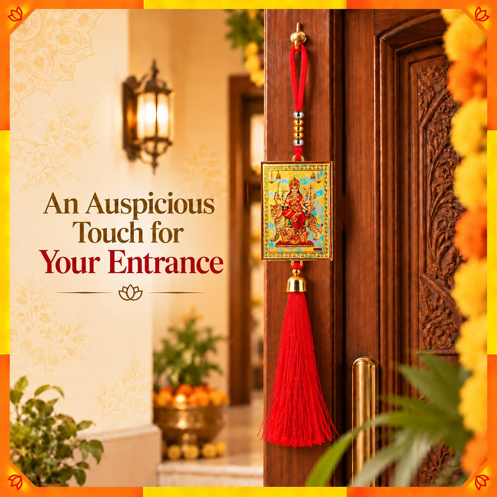 Maa Durga Hanging Dangler with Red Tassel | Spiritual Car & Home Hanging | Navratri Gift