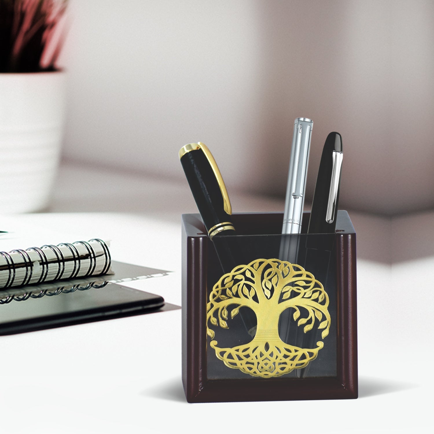 24K Gold Custom MDF Pen Holder for Gifting