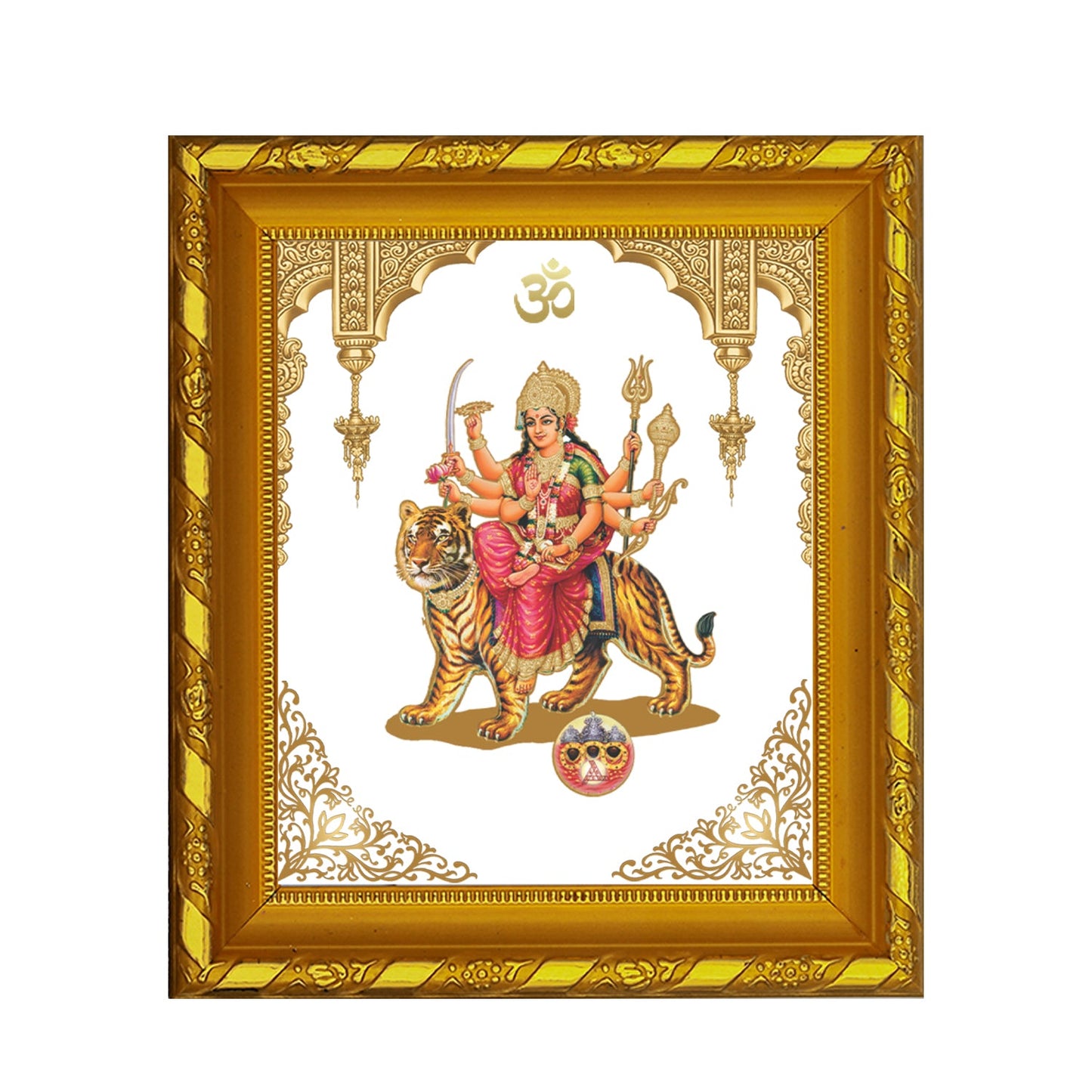 24K Gold Durga Mata Photo Frame for Home Decor