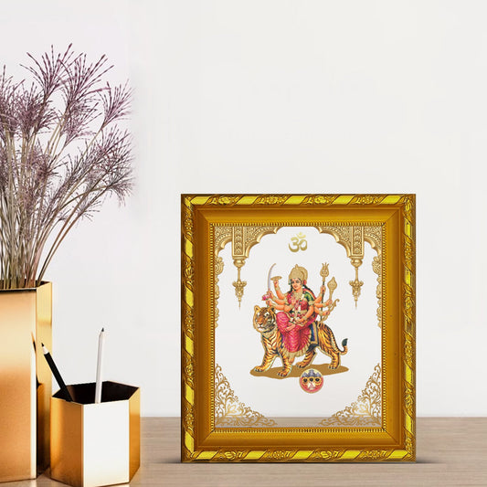 24K Gold Durga Mata Photo Frame for Home Decor