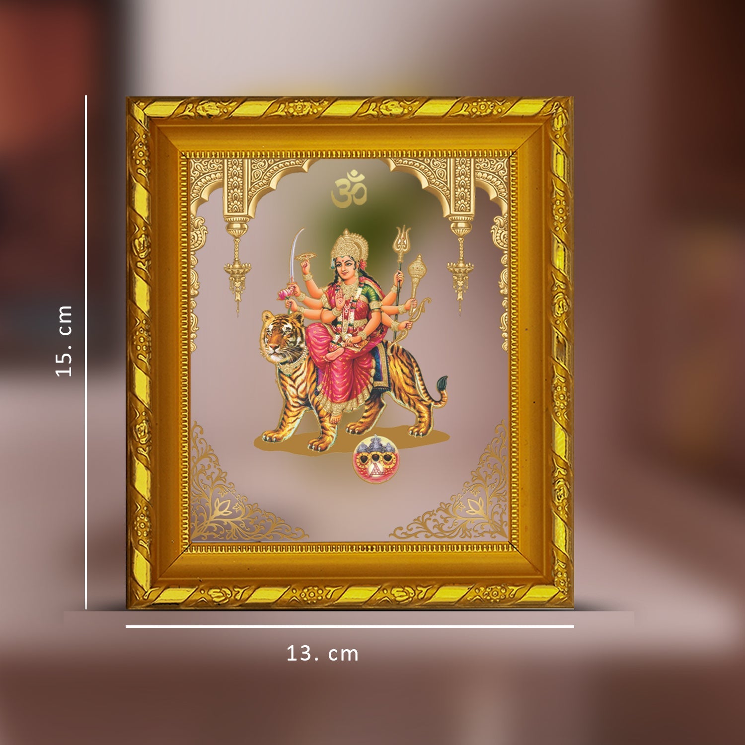 24K Gold Durga Mata Photo Frame for Home Decor