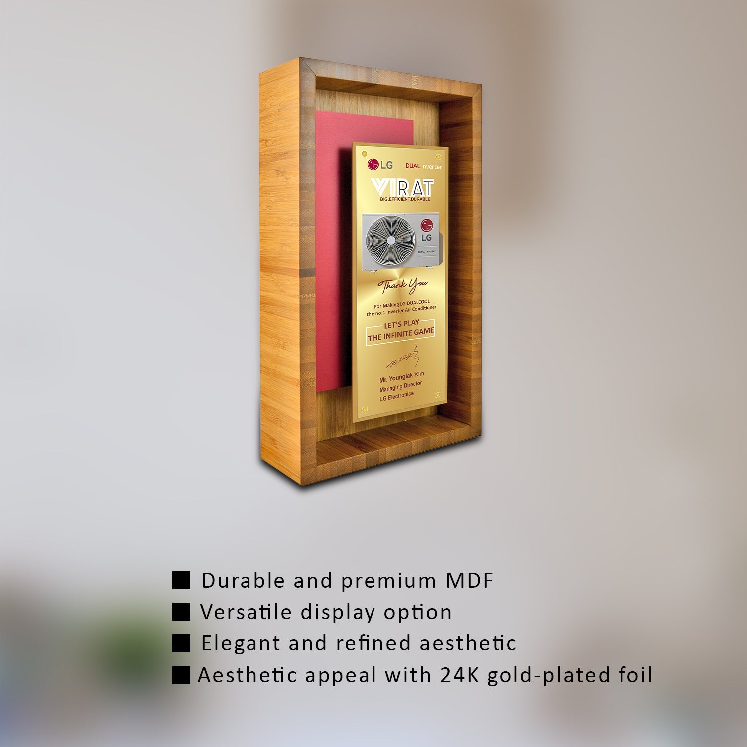 24K Gold Foil Custom MDF Memento for Corporate Gifts