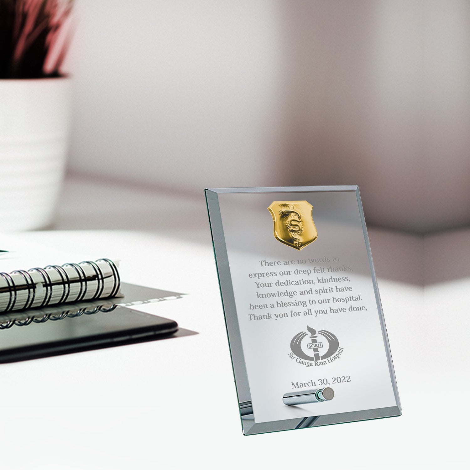 24K Gold Plated Acrylic Trophy for Corporate Gifting