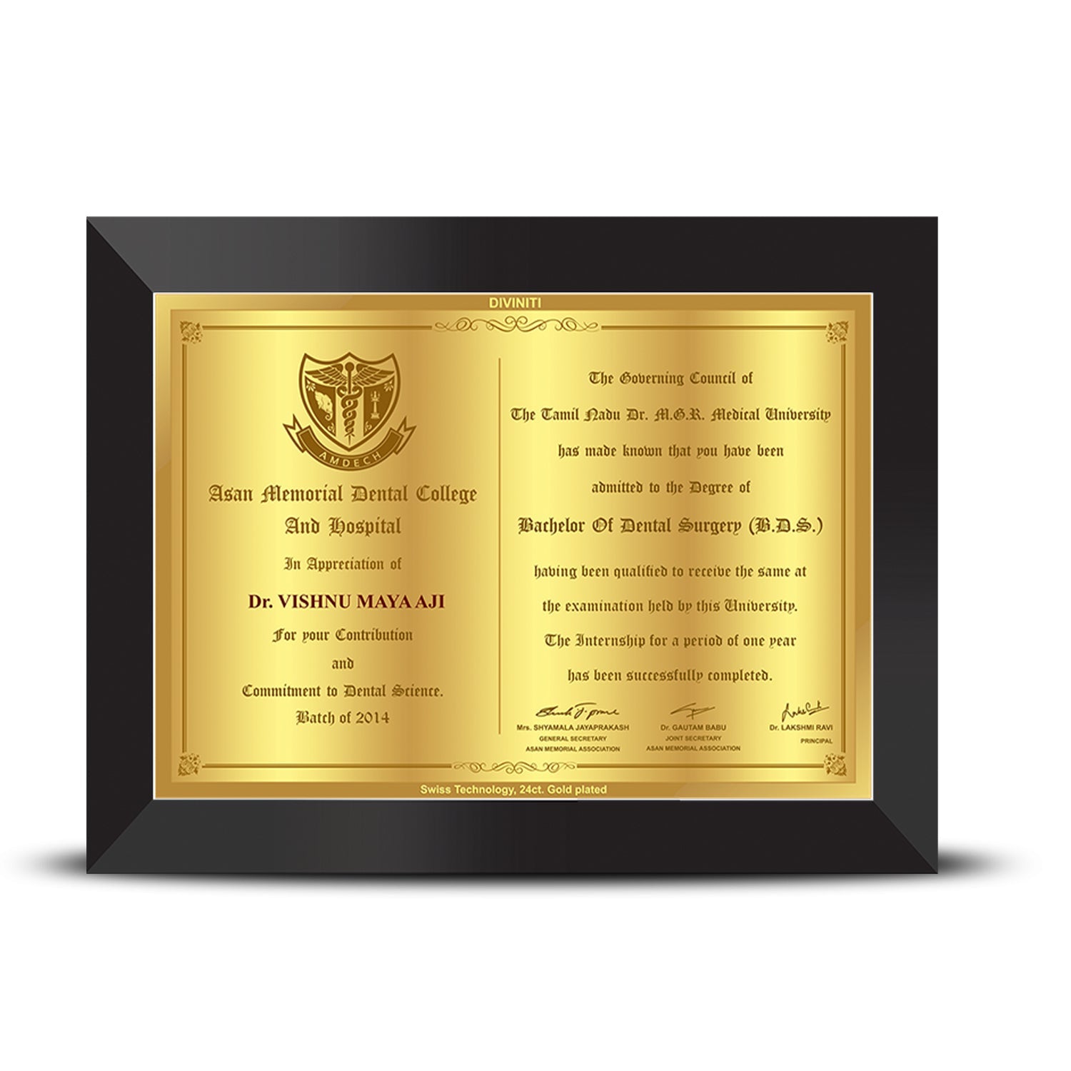 24K Gold Plated Custom Certificate for Students