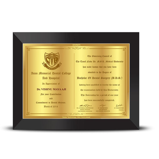 24K Gold Plated Custom Certificate for Students