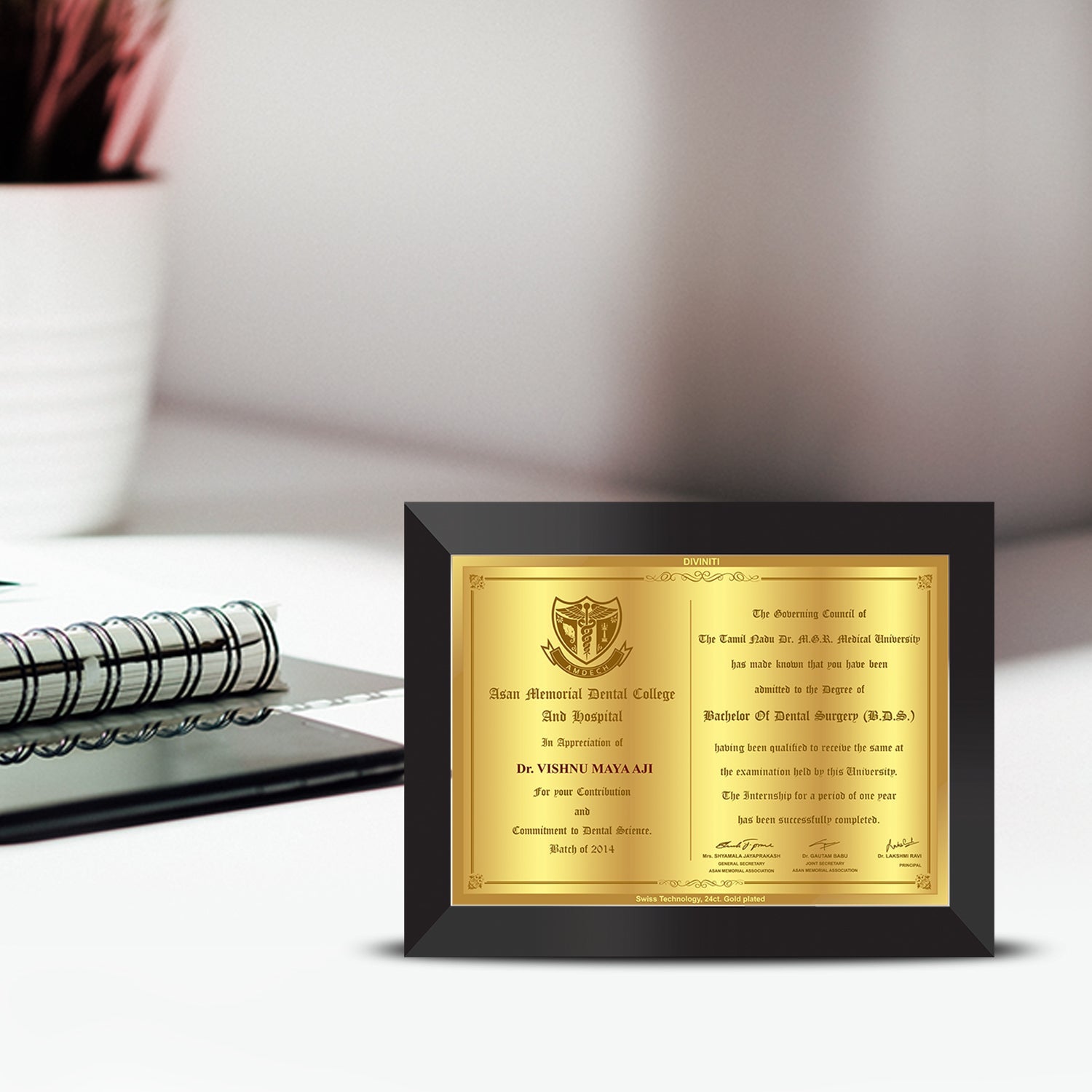 24K Gold Plated Custom Certificate for Students