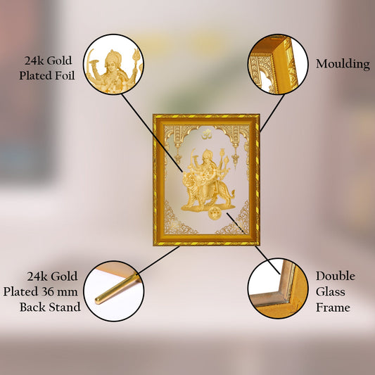 24K Gold Plated Durga Mata Frame for Home Decor