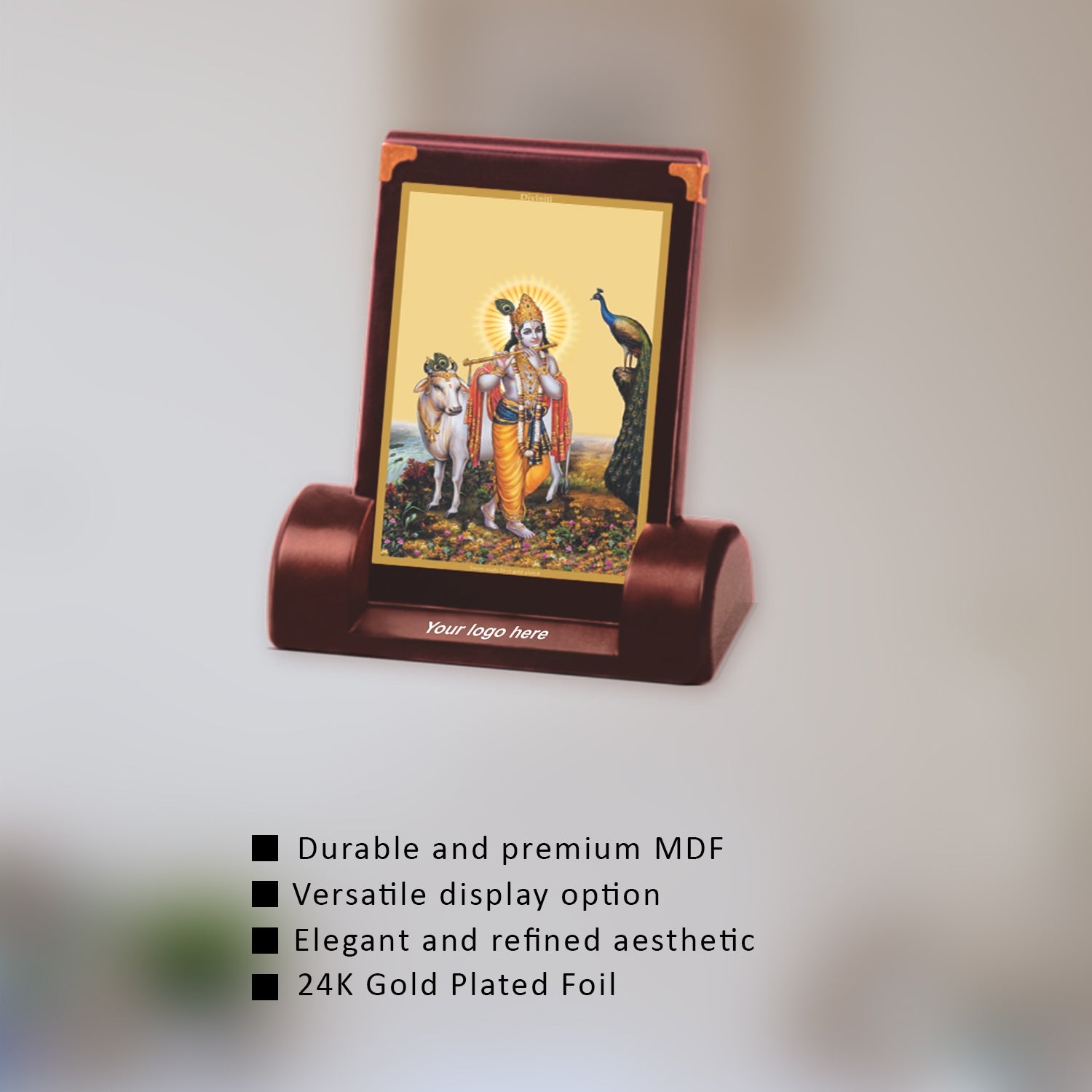 24K Gold Plated Krishna Photo Frame for Corporate Gifts