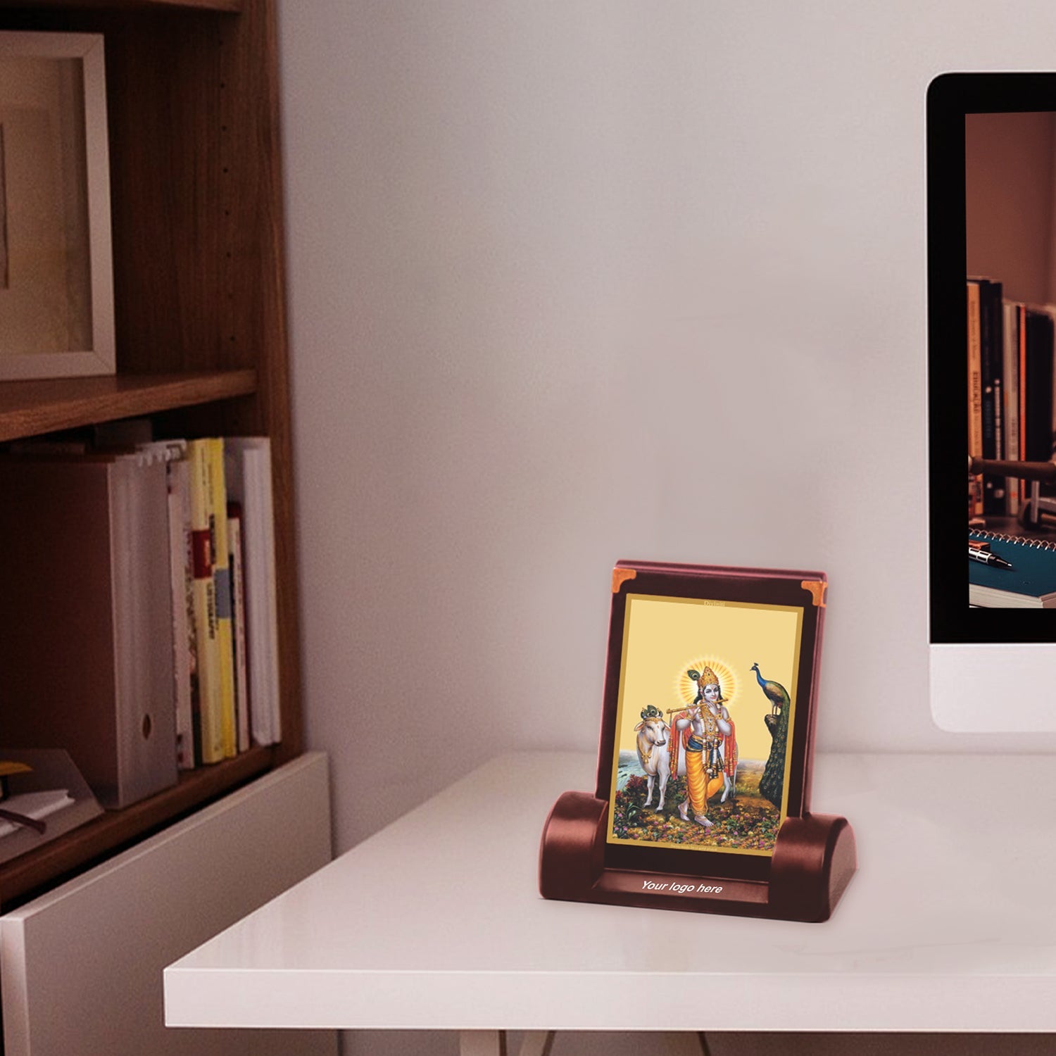 24K Gold Plated Krishna Photo Frame for Corporate Gifts