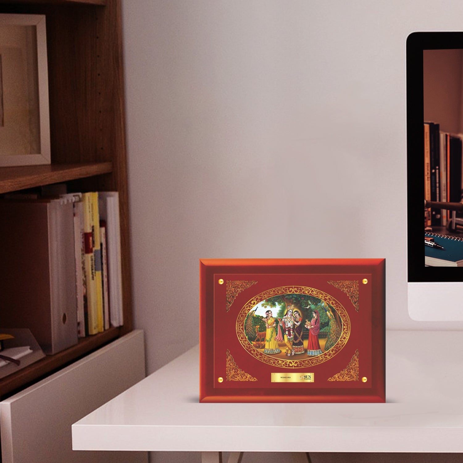 24K Gold Plated Radha Krishna Photo Frame for Gifting