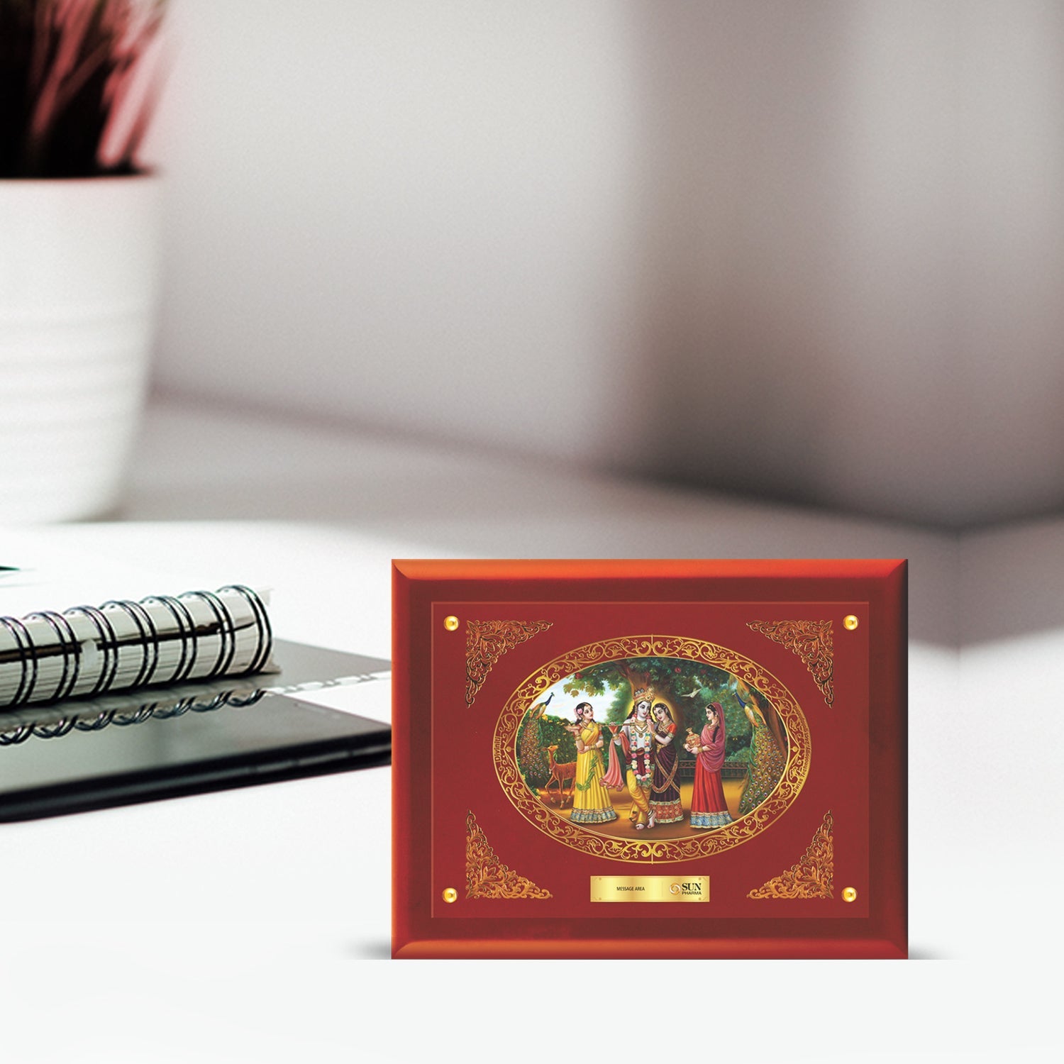 24K Gold Plated Radha Krishna Photo Frame for Gifting