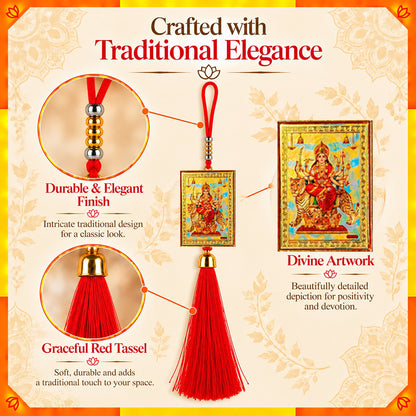 Maa Durga Hanging Dangler with Red Tassel | Spiritual Car & Home Hanging | Navratri Gift