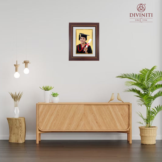 Diviniti Photo Frame With Customized Photo Printed on 24K Gold Plated Foil| Personalized Gift for Birthday, Marriage Anniversary & Celebration With Loved Ones|DG 3705 Size 2.5